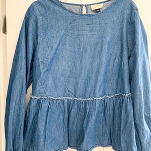 Denim Bubble Sleeve Top